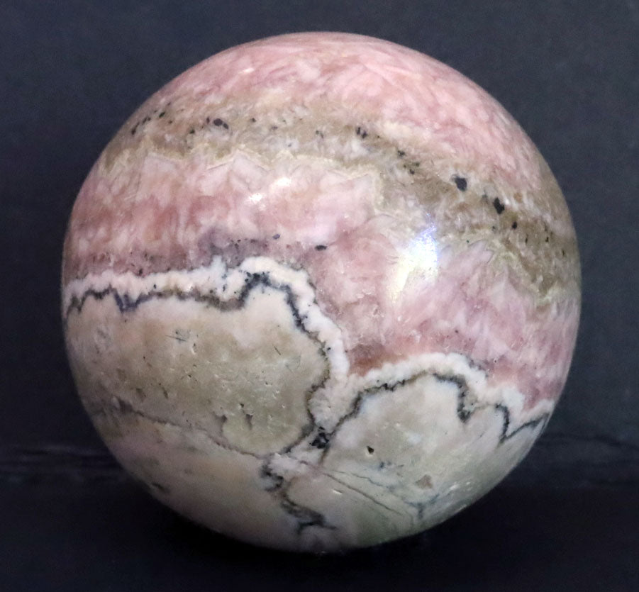 Peru Rhodochrosite Polished Sphere - 1.4" (36mm) - Rhodochrosite Stone - Pink Rhodochrosite Gemstone - Heart Healer Crystal SMS5