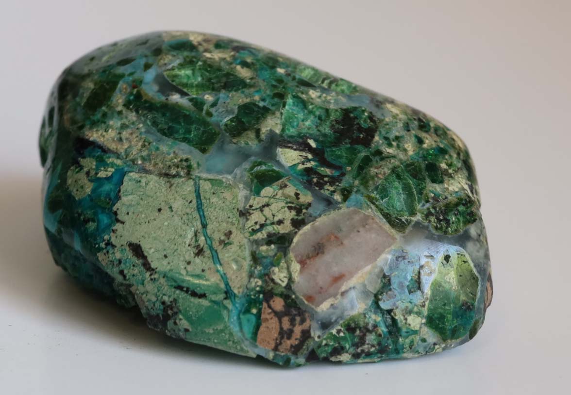 Ray Mine Polished Chrysocolla Specimen, 2.2" (55mm), Ray Mine Gem Silica, Ray Mine Chrysocolla, Arizona Gemstones, Collectible Minerals, Rare Mineral Specimens, Copper Mine Minerals, P2