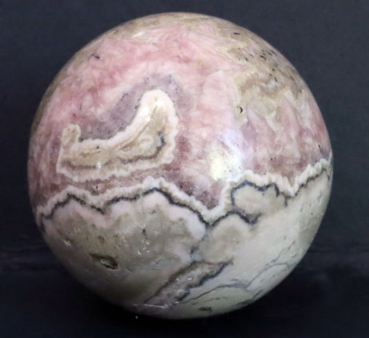 Peru Rhodochrosite Polished Sphere - 1.4" (36mm) - Rhodochrosite Stone - Pink Rhodochrosite Gemstone - Heart Healer Crystal SMS5