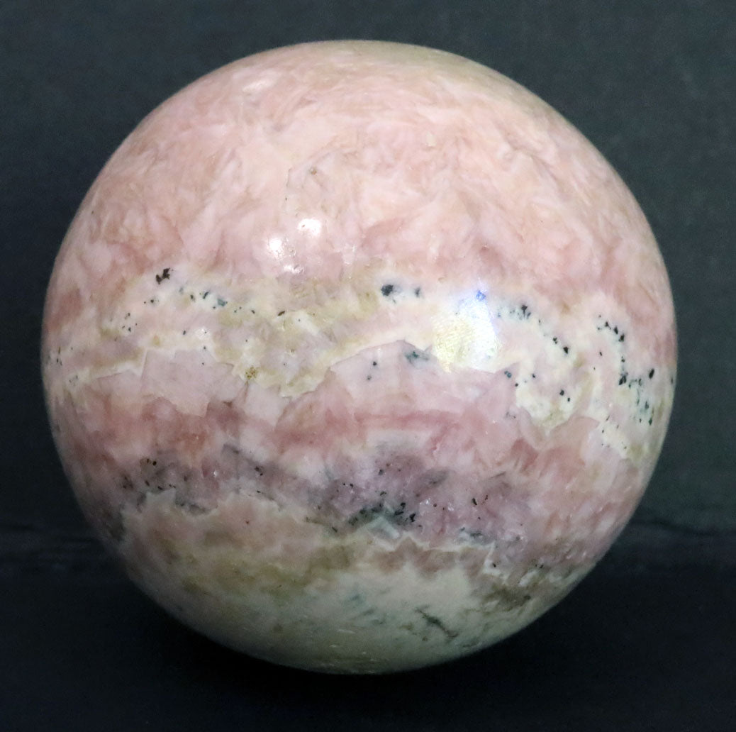 Peru Rhodochrosite Polished Sphere - 1.6" (40mm) - Rhodochrosite Stone - Pink Rhodochrosite Gemstone - Heart Healer Crystal SMS4