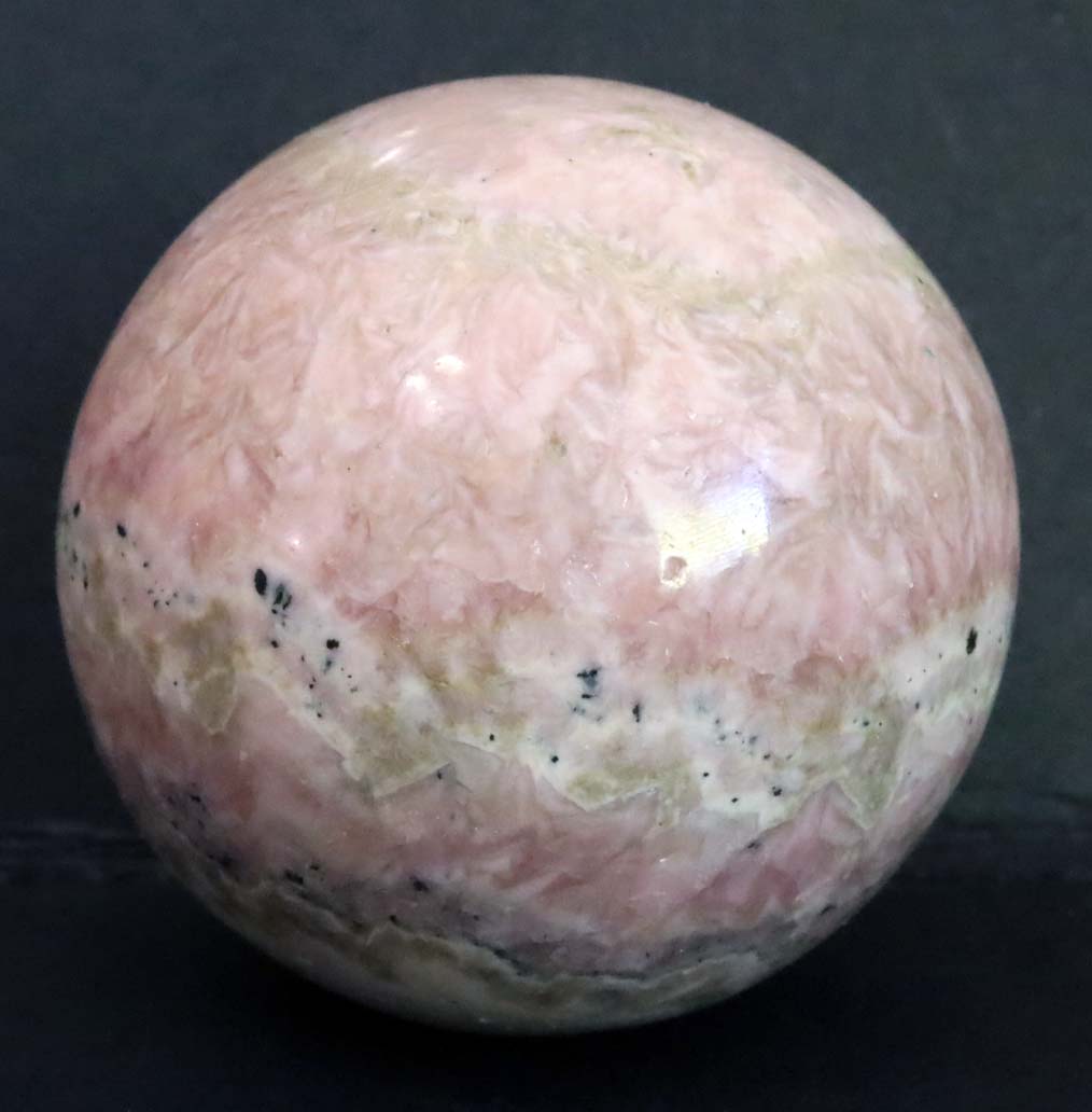 Peru Rhodochrosite Polished Sphere - 1.6" (40mm) - Rhodochrosite Stone - Pink Rhodochrosite Gemstone - Heart Healer Crystal SMS4